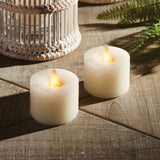 LIGHTLi Moving Flame Advanced Battery-Operated LED Indoor Wax Tealights, Ivory, 2" x 2", Set of 2