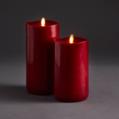 Napa Home & Garden LIGHTLi Wick-to-Flame Advanced Battery-Operated LED Indoor Wax Pillar Flameless Candle, Garnet Red, 4" X 9"