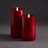 Napa Home & Garden LIGHTLi Wick-to-Flame Advanced Battery-Operated LED Indoor Wax Pillar Flameless Candle, Garnet Red, 4" X 7"