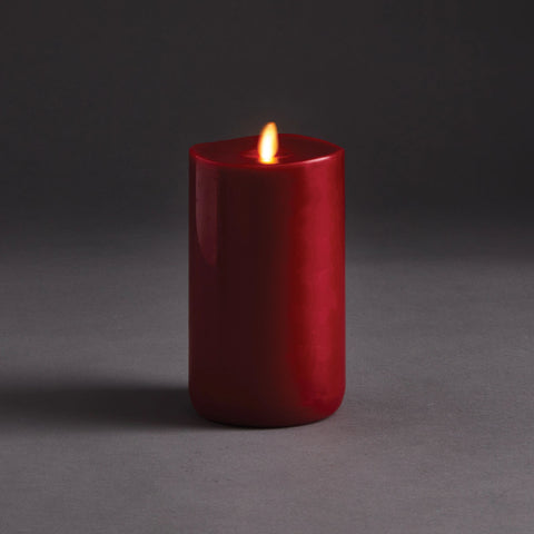 Napa Home & Garden LIGHTLi Wick-to-Flame Advanced Battery-Operated LED Indoor Wax Pillar Flameless Candle, Garnet Red, 4" X 7"