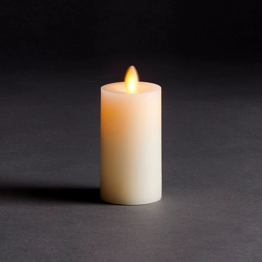LIGHTLi Moving Flame Advanced Battery-Operated LED Indoor Wax Pillar Candle, Ivory, 2" x 4"