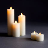 LIGHTLi Moving Flame Advanced Battery-Operated LED Indoor Wax Pillar Candle, 3-1/2" x 8-1/2", Ivory