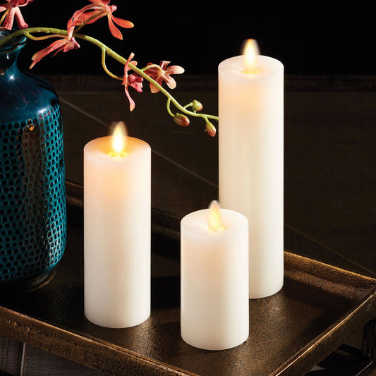 LIGHTLi Realistic Moving Flame Advanced Battery-Operated LED Indoor Wax Pillar Candle, Ivory, 2" X 6"