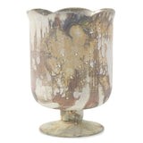 7-1/2-inch Marbled Glass Vase, White/Ivory/Silver