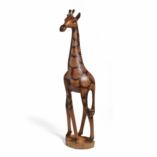 Giraffe 13" Hand Carved Olive Wood Figurine from Zimbabwe