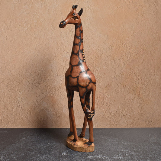 Giraffe 13" Hand Carved Olive Wood Figurine from Zimbabwe