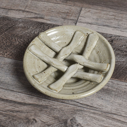 Anthony Stoneware Basketweave Soap Dish, Handmade American Pottery