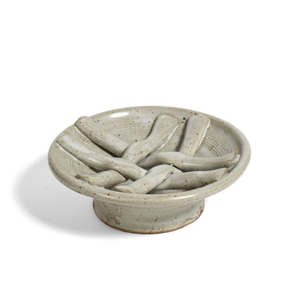 Anthony Stoneware Basketweave Soap Dish, Handmade American Pottery
