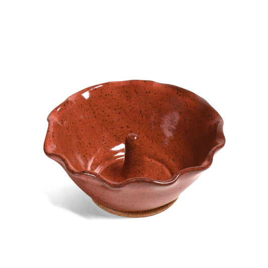 American Handmade Pottery Apple Baker, Red