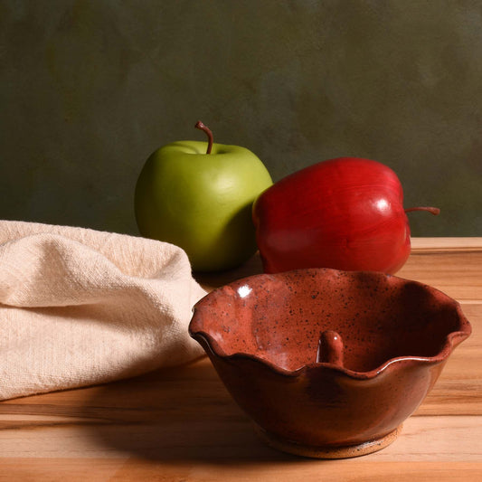 American Handmade Pottery Apple Baker, Red