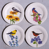 Bamboo Table Birds with Flowers 8-1/4" Salad Plates, Set of 4, Made of Eco-Friendly Bamboo Composite