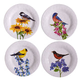 Bamboo Table Birds with Flowers 8-1/4" Salad Plates, Set of 4, Made of Eco-Friendly Bamboo Composite
