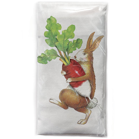Mary Lake-Thompson Rabbit with Radish Cotton Flour Sack Dish Towel