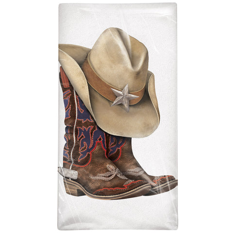 Mary Lake-Thompson Cowboy Boots with Hat Cotton Flour Sack Kitchen Dish Towel