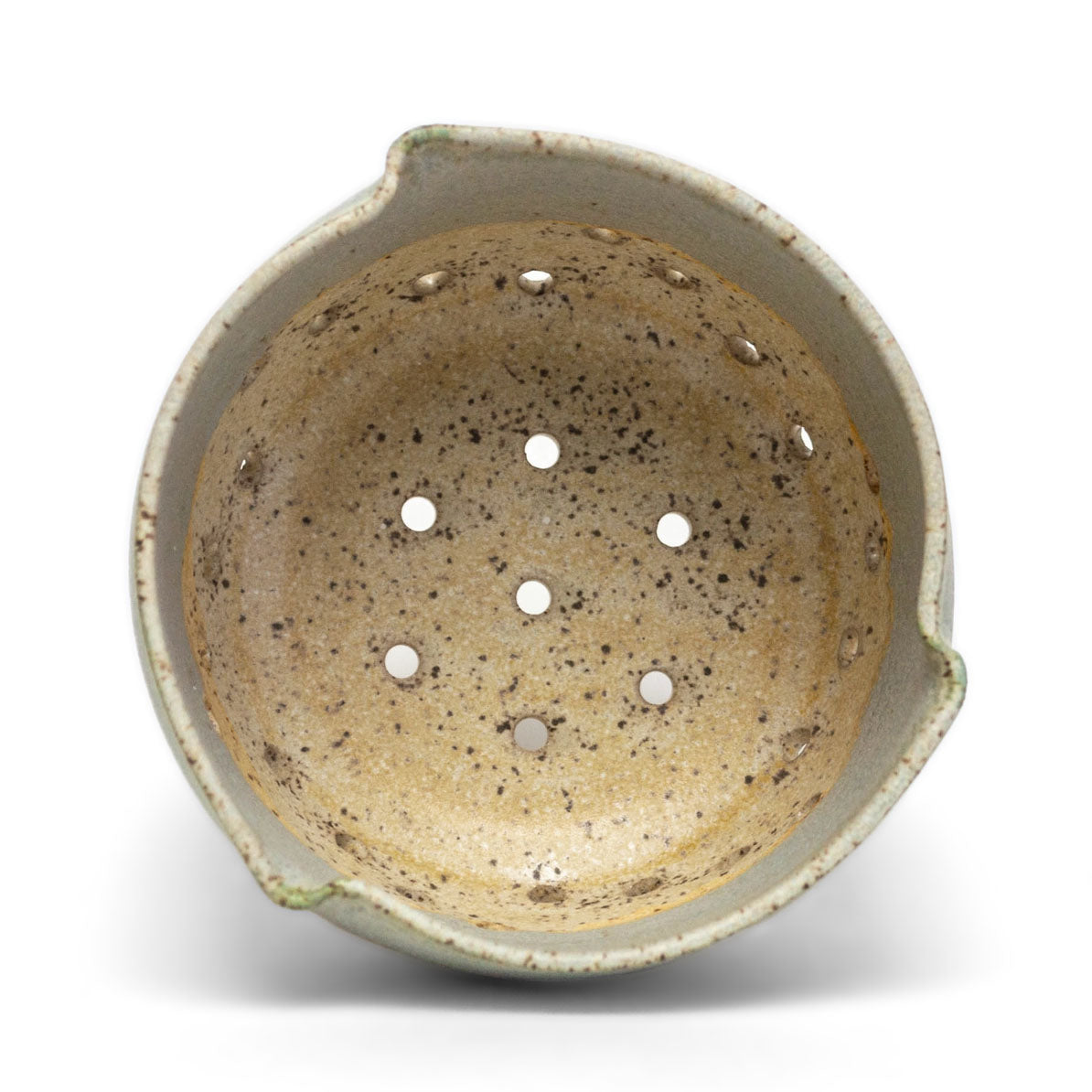Hand-Thrown Pinched Rim Berry Bowl with Saucer, Each One Unique, Blue/Beige