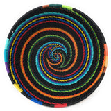 Fair Trade Zulu Telephone Wire 6-1/2" Round Basket Bowl, African Rainbow, Each One Unique