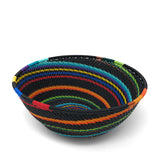 Fair Trade Zulu Telephone Wire 6-1/2" Round Basket Bowl, African Rainbow, Each One Unique