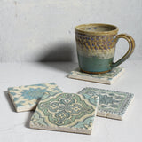 Studio Vertu Blue Moroccan Tumbled Marble Coasters, Set of 4