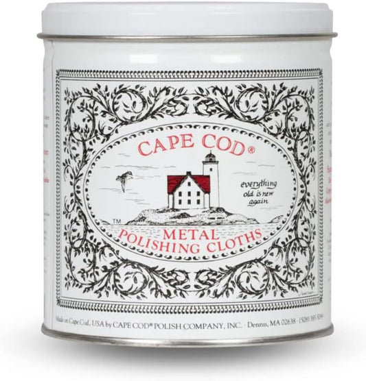 Cape Cod® Metal Polishing Cloths with Buffing Cloth, Gloves, and Decorative Tin