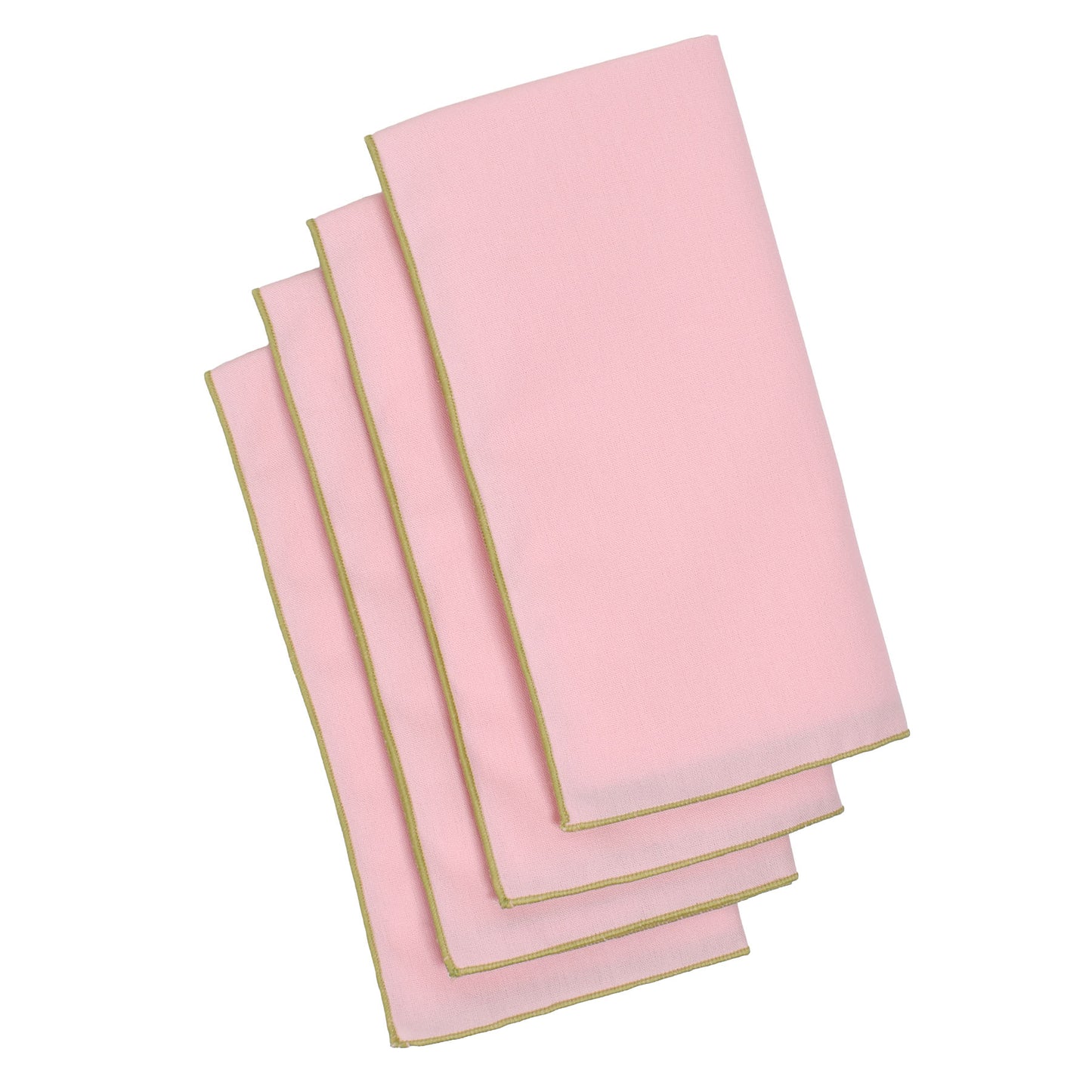 Carole Shiber 20" Square Color-Trim Napkin, Set of 4, Light Pink/Honeydew Green
