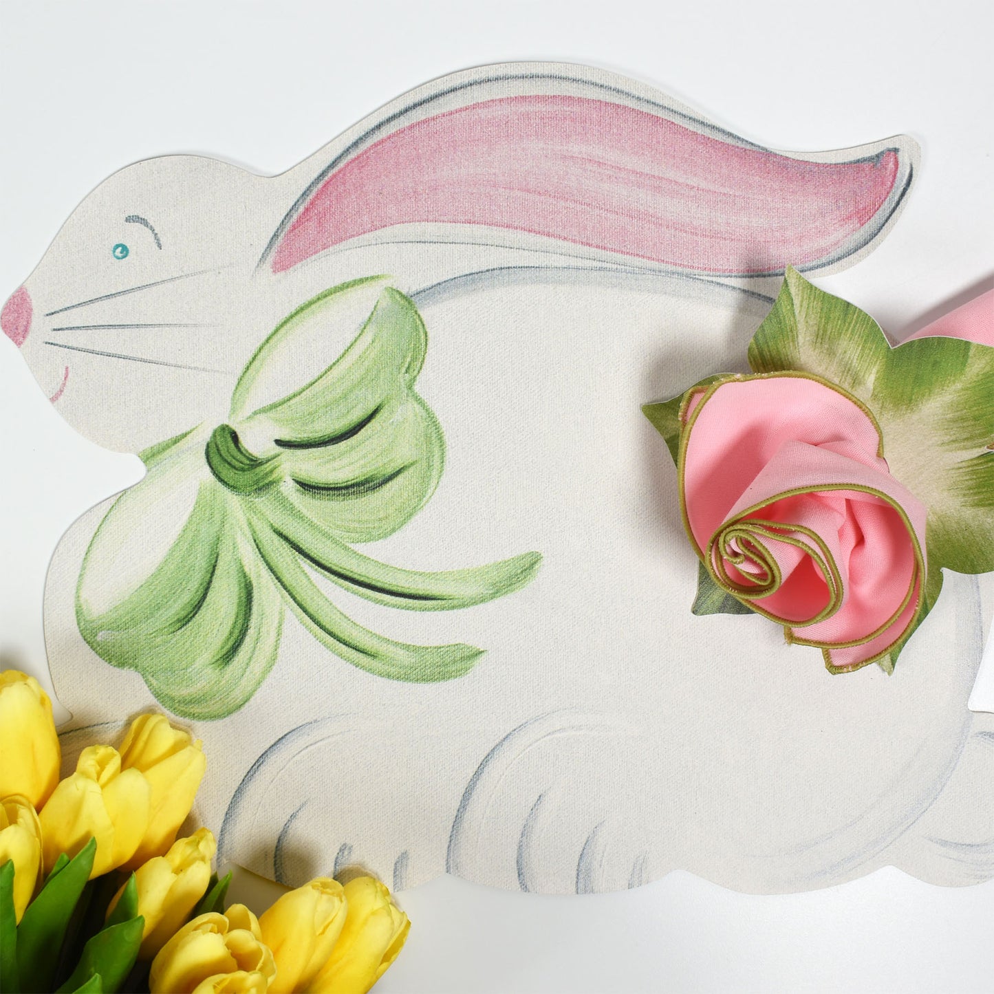 Carole Shiber Spring Easter Bunny Rabbit Luxury Vinyl Placemat, Set of 4