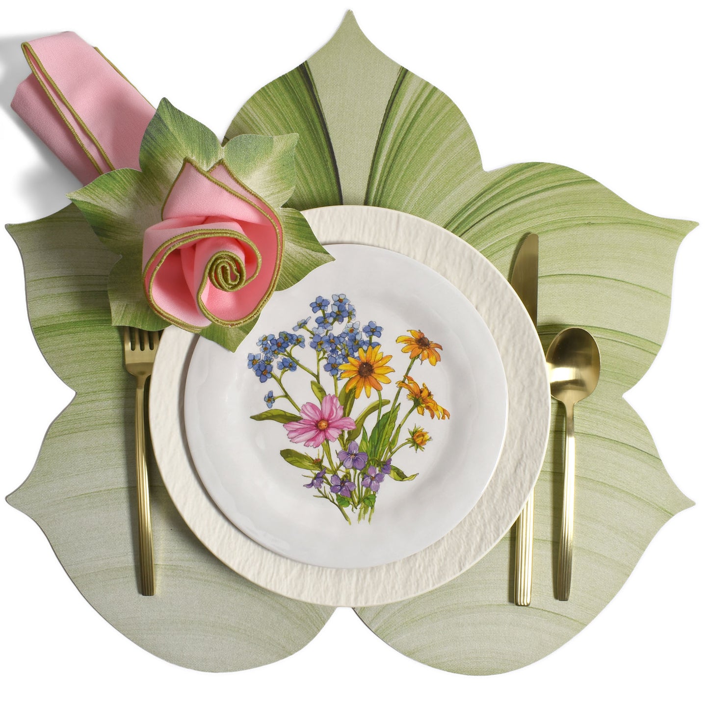 Carole Shiber Fountain Leaf Luxury Vinyl Placemat, Mint Green, Set of 4