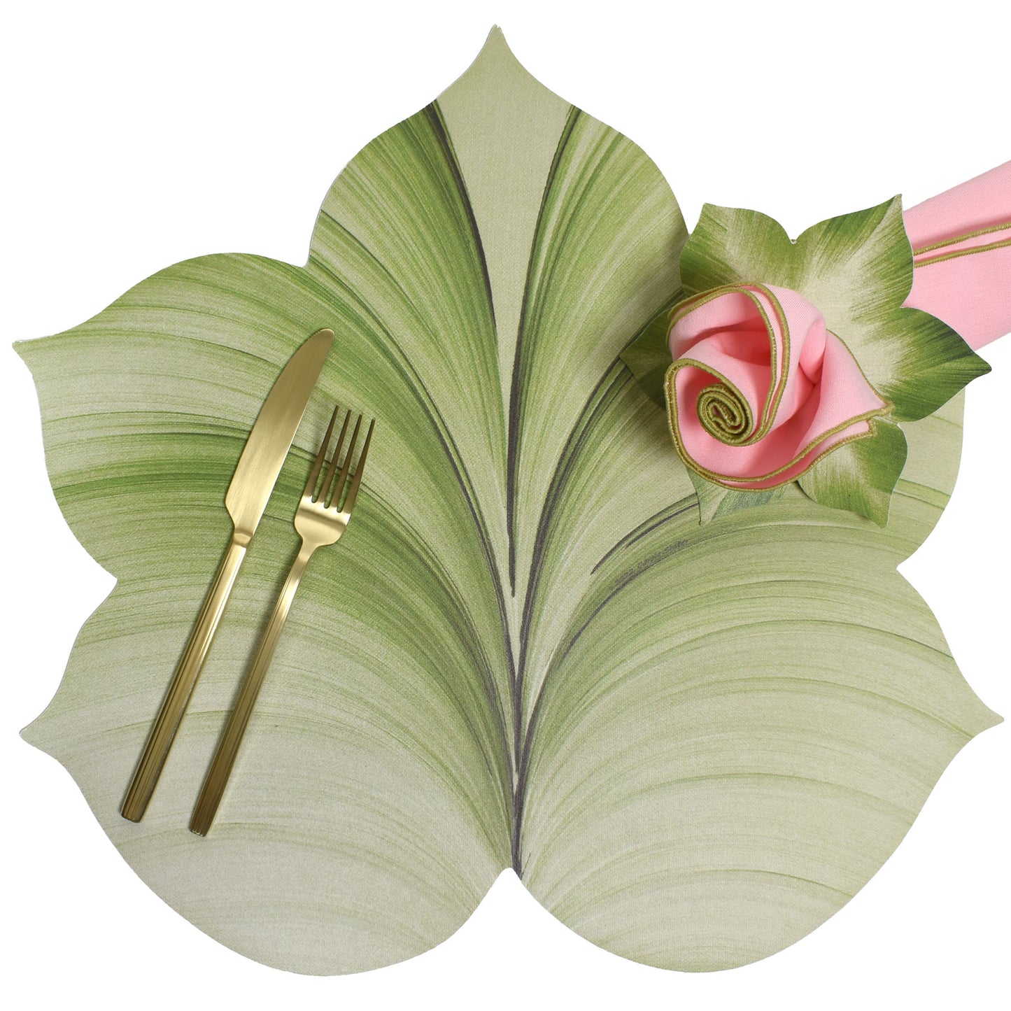 Carole Shiber Fountain Leaf Luxury Vinyl Placemat, Mint Green, Set of 4