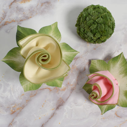 Carole Shiber Hosta Leaf Bouquet Napkin Rings, Mint Green, Set of 4