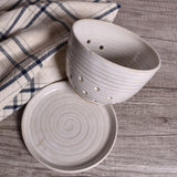 Handmade American Pottery Berry Bowl Colander by Coastal Clay Co., White