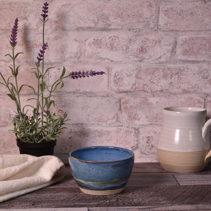 Copy of Handmade American Pottery 4-inch Dip, Salsa, Dessert Bowl by Coastal Clay Co., Blue