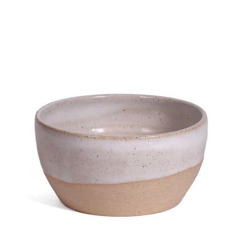 Handmade American Pottery 4-inch Dip, Salsa, Dessert Bowl by Coastal Clay Co., White/Natural
