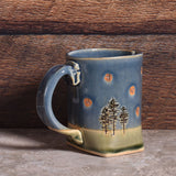 Summer Pines and Fireflies Slab-Built 12-oz. Coffee Mug, Handmade American Pottery by Colleen Deiss