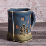 Summer Pines and Fireflies Slab-Built 12-oz. Coffee Mug, Handmade American Pottery by Colleen Deiss