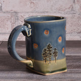 Summer Pines and Fireflies Slab-Built 12-oz. Coffee Mug, Handmade American Pottery by Colleen Deiss