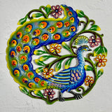 Colorful Peacock 14" Steel Drum Wall Art, Fair Trade, Handmade in Haiti