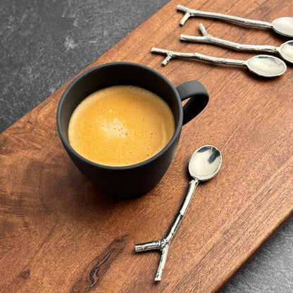 Crosby & Taylor American Handmade Pewter Twig Espresso Condiment Spoons, Set of 4