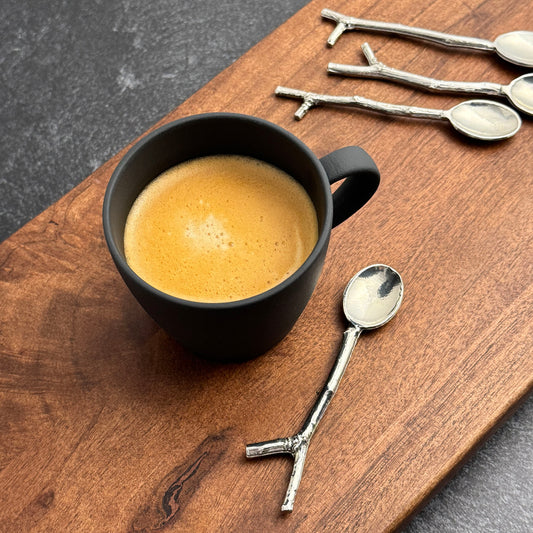 Crosby & Taylor American Handmade Pewter Twig Espresso Condiment Spoons, Set of 4