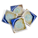 Dock 6 Pottery Coasters with Fused Glass, Set of 4