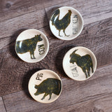 Creative Co-Op Urban Farmhouse Animals Ceramic Trinket Plates, Set of 4
