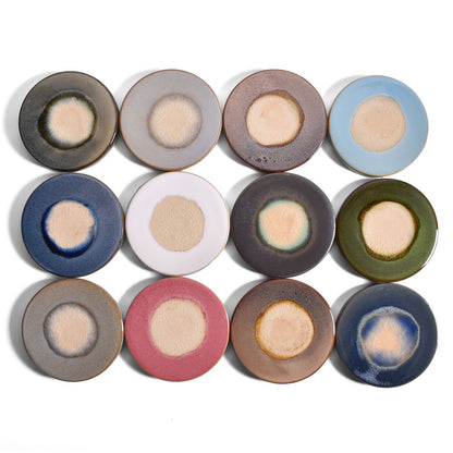 Reactive Glaze 4-1/2" Round Stoneware Coasters/Trivets, Multicolor, Set of 12