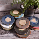 Reactive Glaze 4-1/2" Round Stoneware Coasters/Trivets, Multicolor, Set of 12