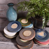 Reactive Glaze 4-1/2" Round Stoneware Coasters/Trivets, Multicolor, Set of 12