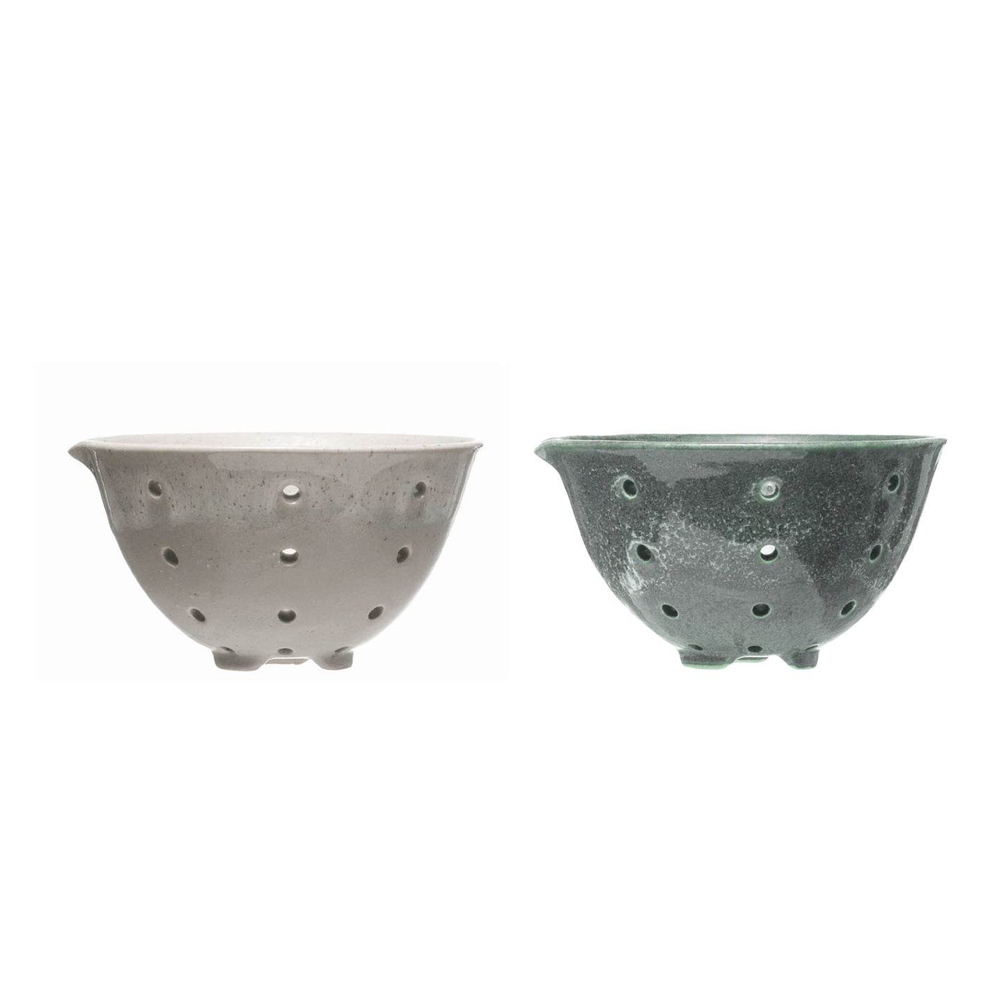 Creative Co-Op Stoneware Berry Bowl Set in Two Colors, Reactive Glaze, Each One Unique
