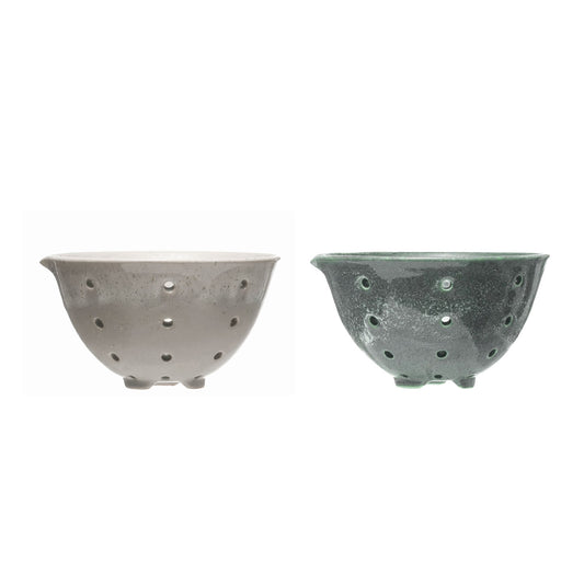 Creative Co-Op Stoneware Berry Bowl Set in Two Colors, Reactive Glaze, Each One Unique
