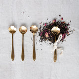 Creative Co-Op Flower Shaped Stainless Steel 5" Condiment Spoons with Gold-Tone Finish, Set of 3