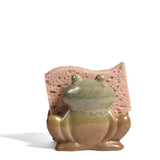 Frog Shaped Stoneware Sponge Holder, Green