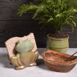 Frog Shaped Stoneware Sponge Holder, Green