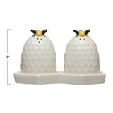 Vintage Reproduction Beehive Salt & Pepper Shakers w/Honeycomb Plate, White