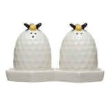 Vintage Reproduction Beehive Salt & Pepper Shakers w/Honeycomb Plate, White