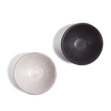 Creative Co-Op 3-1/2" Stoneware Pinch Bowls, Matte Black and White, Set of 2